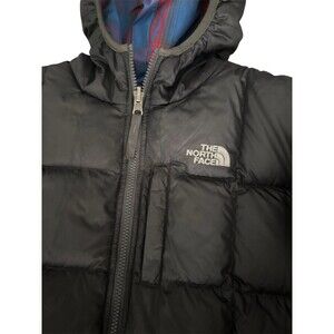The North Face 550 Boys L 14/16 Reversible Red/Blue Plaid Lined Puffer Coat